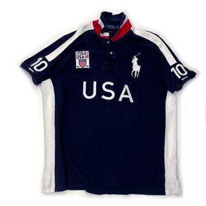 Polo Ralph Lauren Mens 2XL 2X XXL Shirt USA Jersey 10 Big Pony Blue